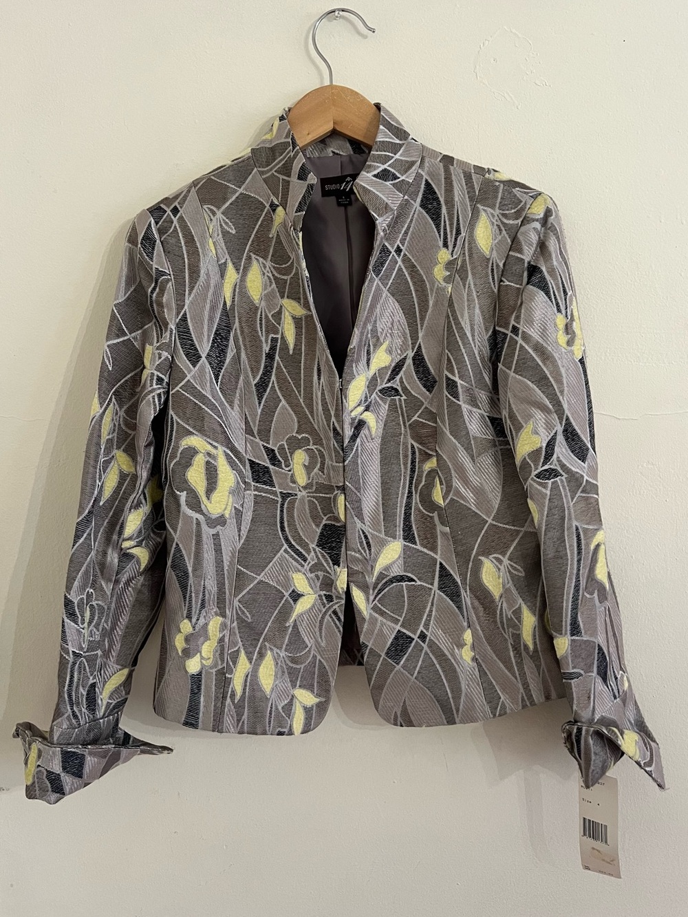 Studio 148 Lafayette 148 size 4 gray yellow floral jacquard blazer NWT